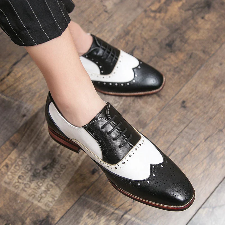 Kalsten | Men's Luxury Shoes Brogue Lace-up Casual British Style Contrast Color Oxford Office