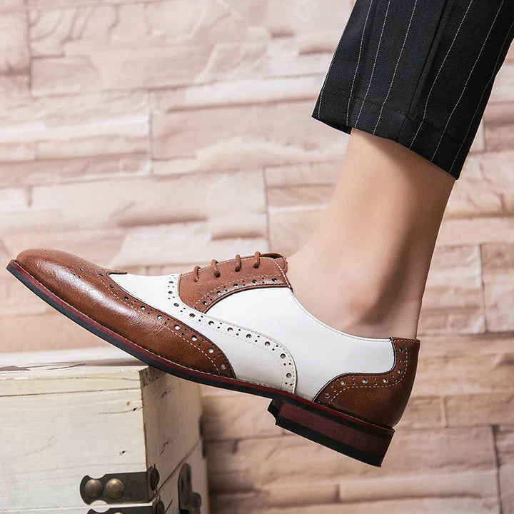 Kalsten | Men's Luxury Shoes Brogue Lace-up Casual British Style Contrast Color Oxford Office