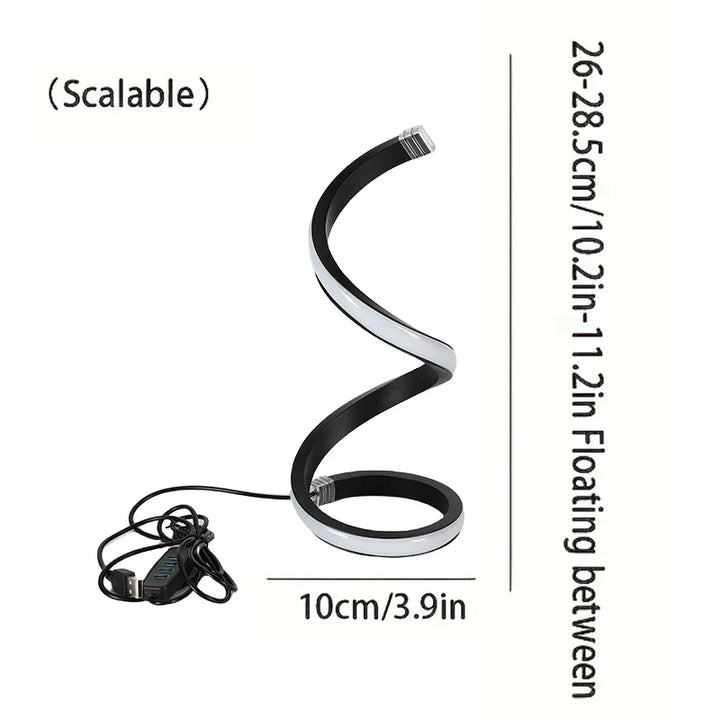 Modern LED Spiral Table Lamp – Three-Speed Dimming, USB Power, Decorative Bedroom & Desk Light | Kalsten