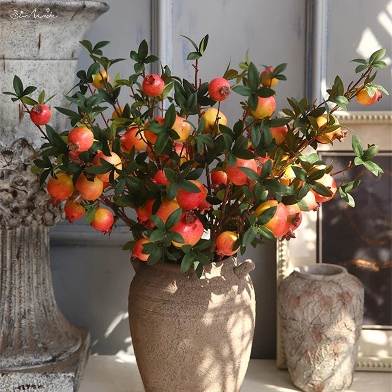 6-Piece Artificial Pomegranate Fruit Branch with Leaves | Kalsten