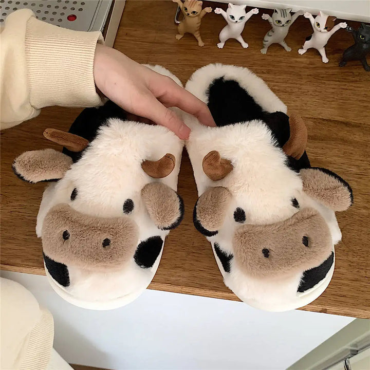 Funny Cow Slippers for Men and Women – Fluffy Winter Slippers, Cozy and Warm, Non-Slip and Soft for Home | Kalsten