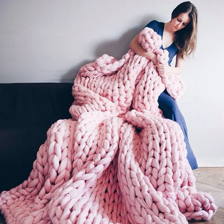 Kalsten | Chunky Knit Blanket – Cozy Wool Blanket for Every Room – Soft & Warm – Perfect for Sofa and Bed