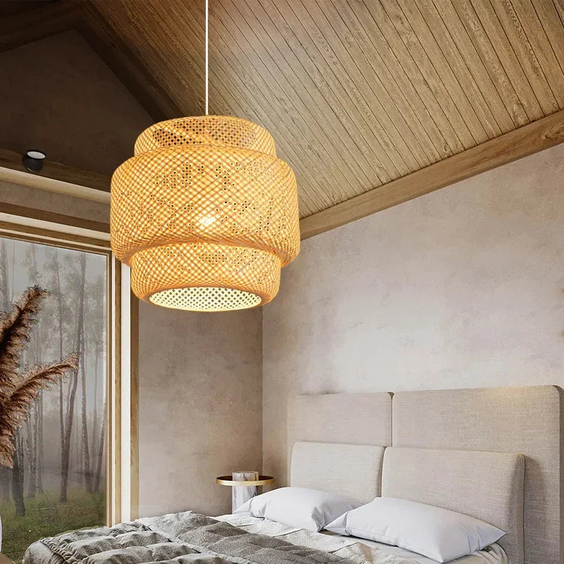 30cm Modern Bamboo Pendant Light - Handcrafted Elegance for Rustic Charm | Kalsten