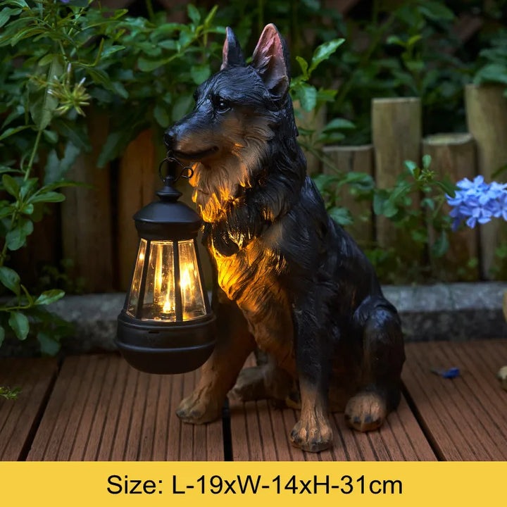 Kalsten | Solar-Powered Outdoor Resin Dog Statue Lamp