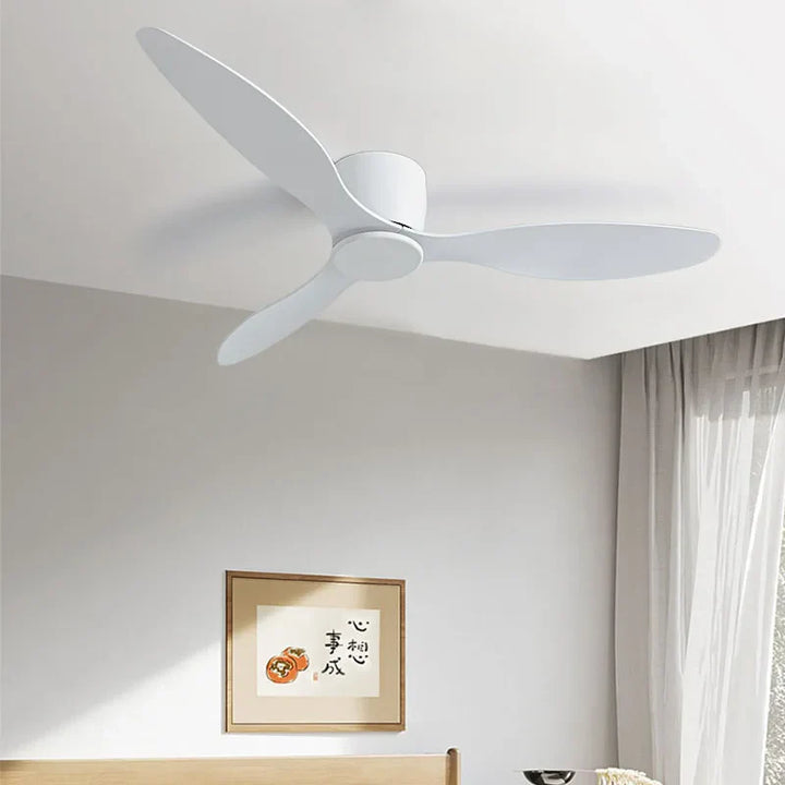 42-52 Inch Ceiling Fans with DC Motor — Remote Control Low Floor Cooling Fans, No Light, White Wood & Black Options | Kalsten