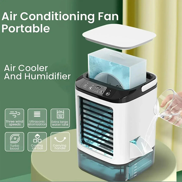 Portable Mini Air Conditioner – 3-Speed Small AC Unit with 900ML Water Tank, Electric Fan and Humidifier for Bedroom & Office | Kalsten