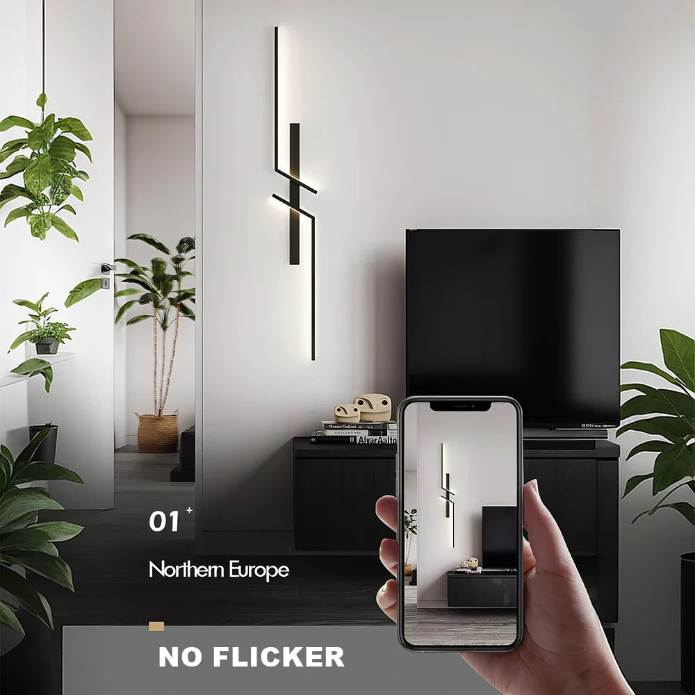 Modern Dimmable LED Wall Light – Remote-Control Minimalist Wall Sconce for Bedroom, Living Room, and TV Background | Kalsten