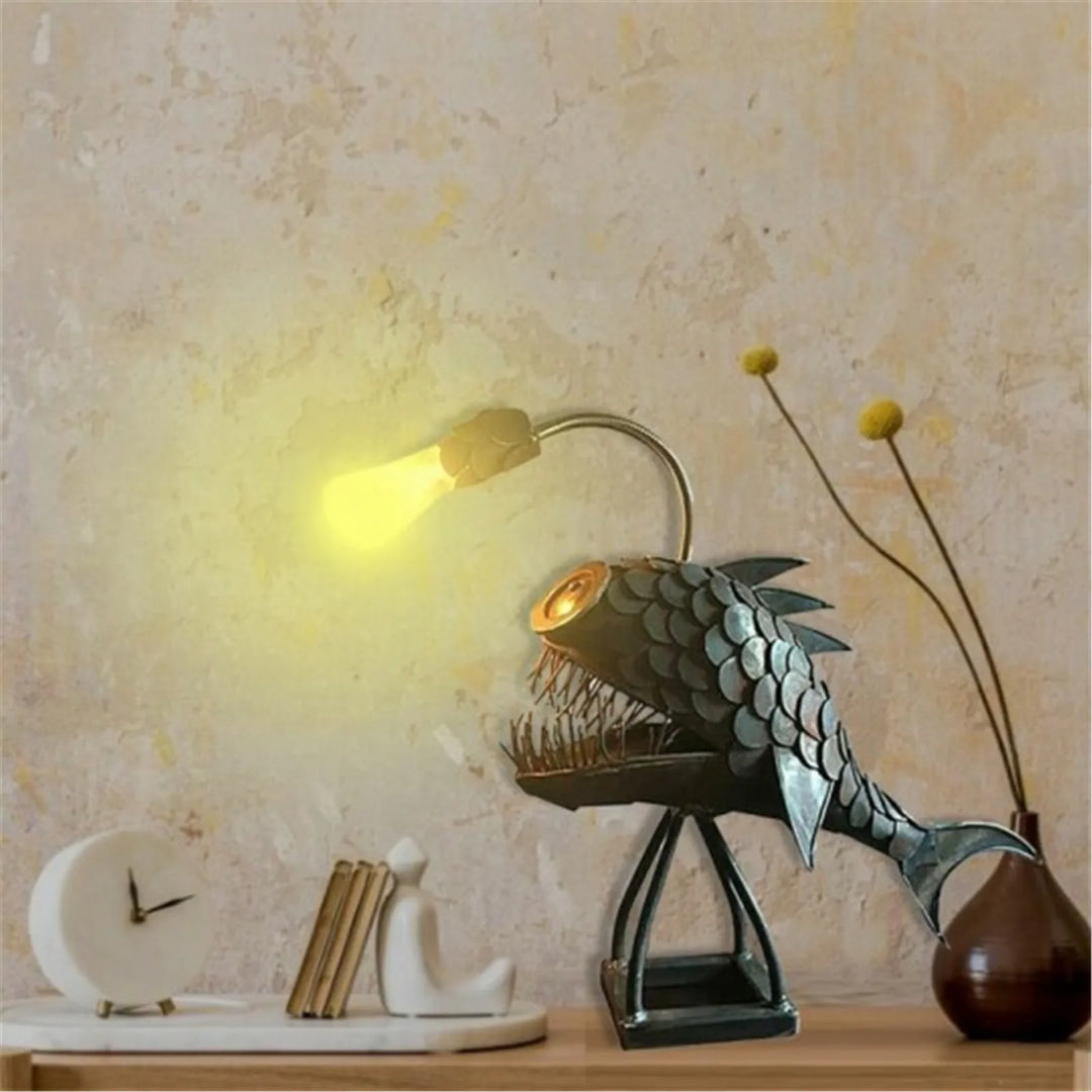 Fishing Light Table Lamp – Handmade Adjustable Lamp with Rustic Fish Design | Noxord