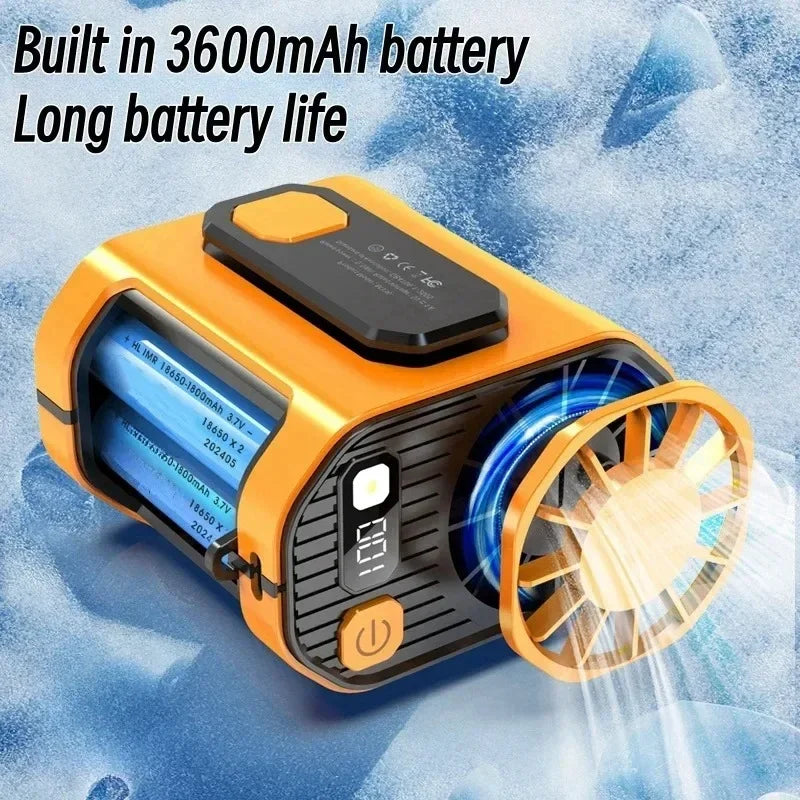 20000mAh Portable Waist Fan - Strong Wind Hanging Neck Fan with Power Bank and LED Lighting for Outdoor Sports and Work | Kalsten