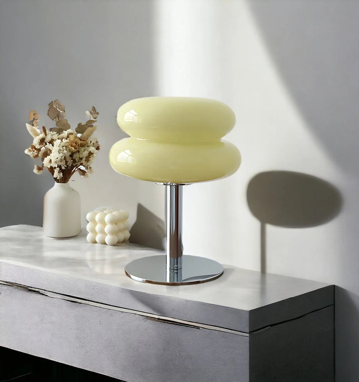 Elegant Macaron Glass Table Lamp with USB - 3 Light Colors Noxord
