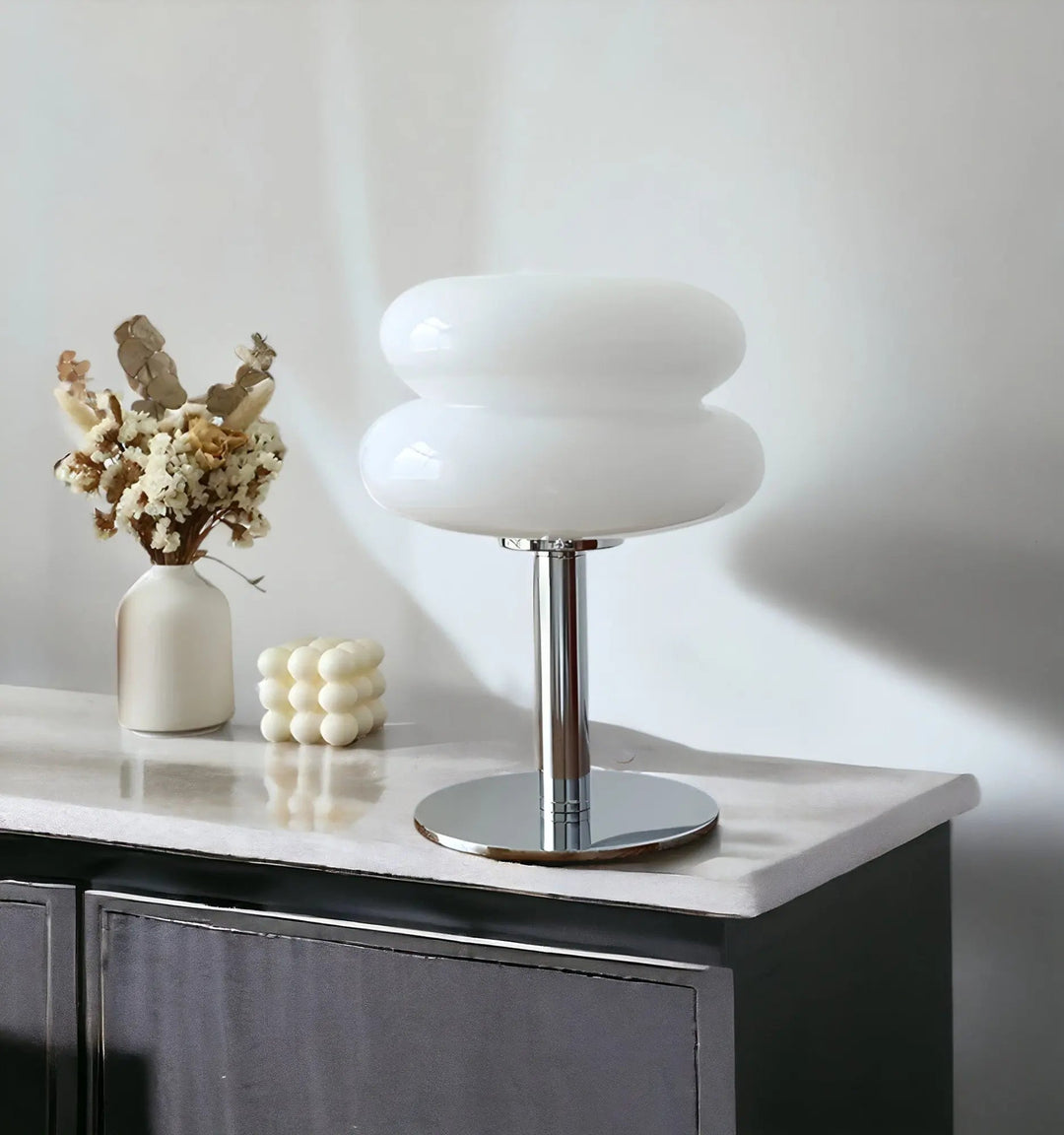 Elegant Macaron Glass Table Lamp with USB - 3 Light Colors Noxord