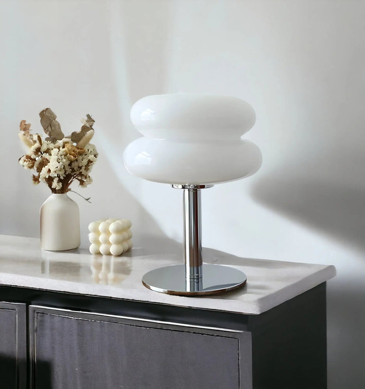 Elegant Macaron Glass Table Lamp with USB - 3 Light Colors Noxord