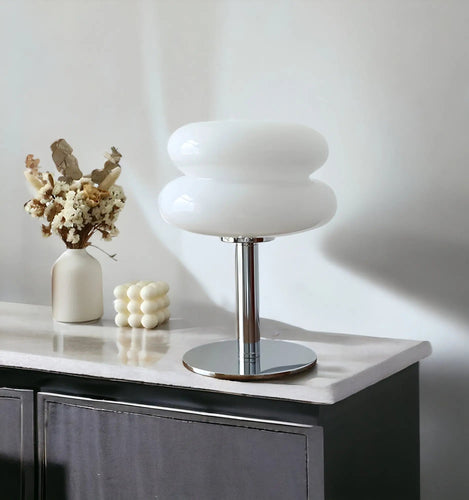 Elegant Macaron Glass Table Lamp with USB - 3 Light Colors Noxord