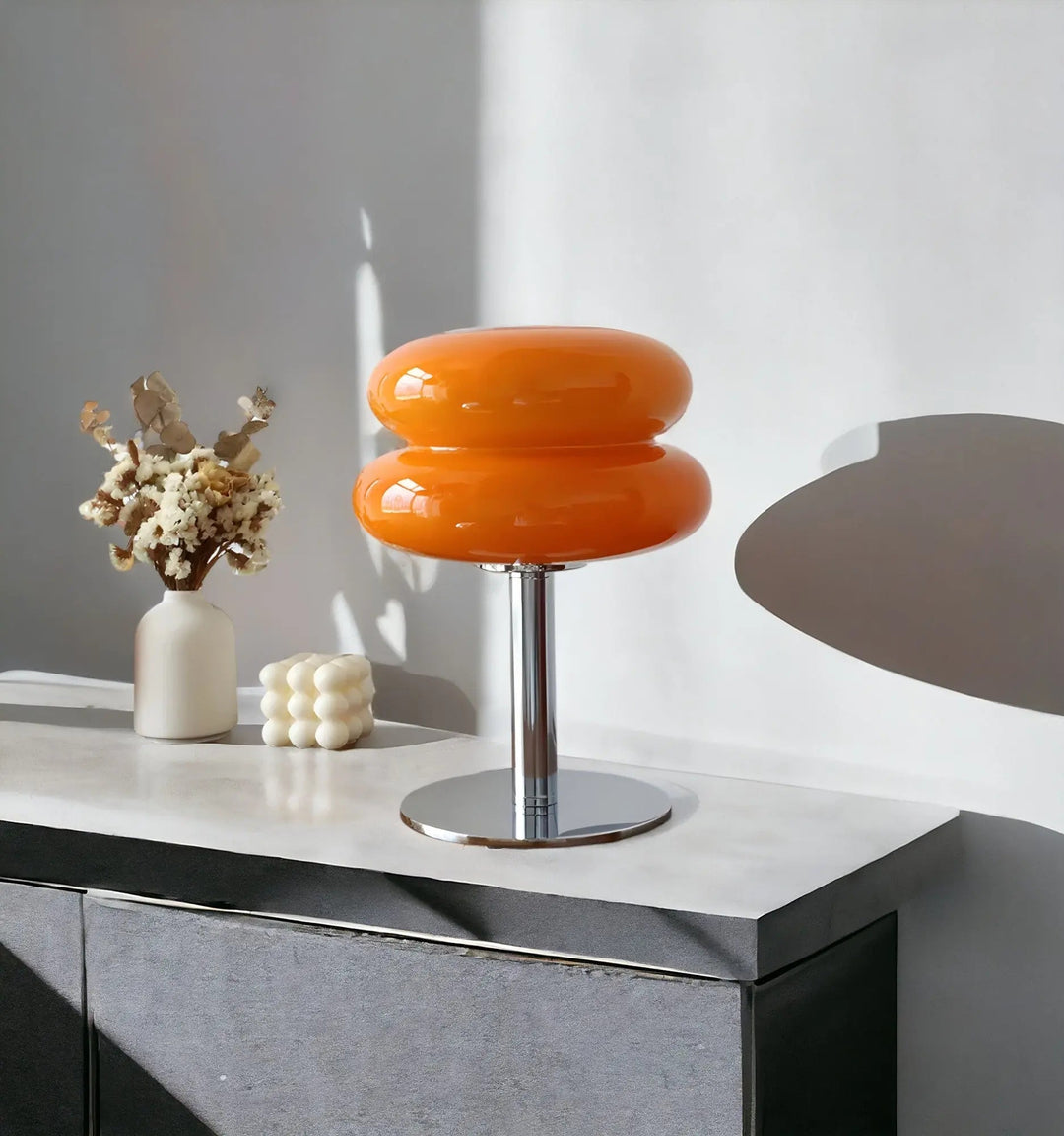 Elegant Macaron Glass Table Lamp with USB - 3 Light Colors Noxord
