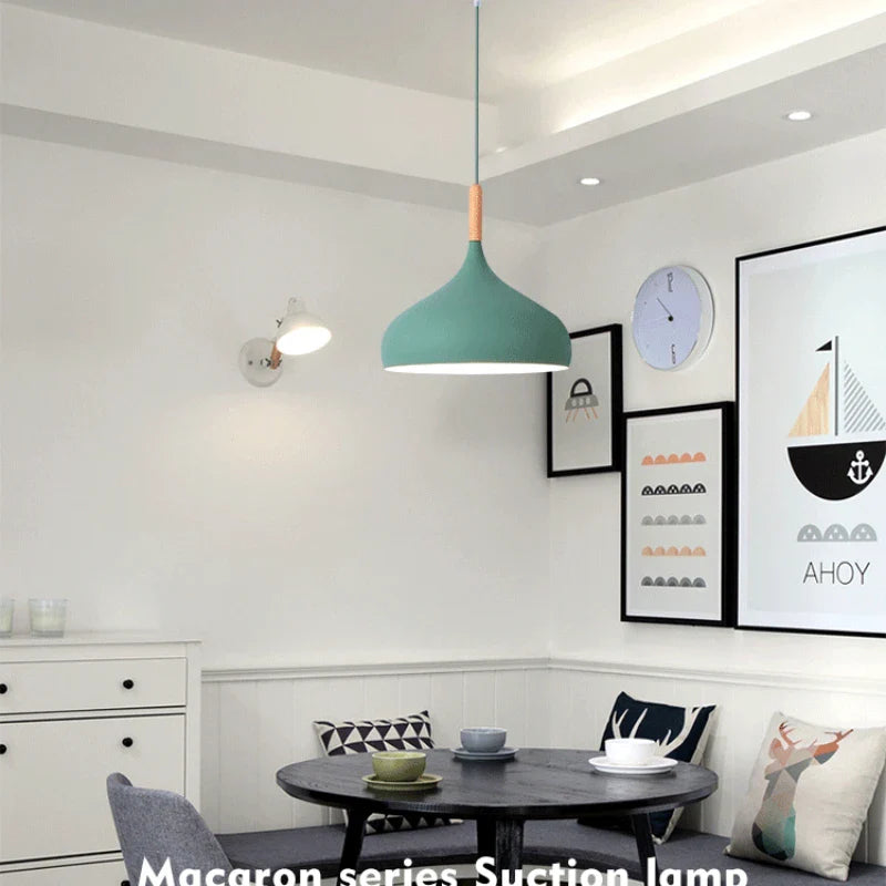 Modern Macaron Pendant Lamp – Colorful LED Chandelier for Bedroom, Restaurant, Office & Living Room – Adjustable Aluminum Hanging Light | Kalsten