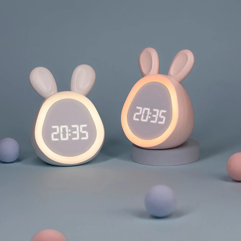 Rabbit-Shaped Kids' Alarm Clock with LED Night Light - BunniGlow | Kalsten