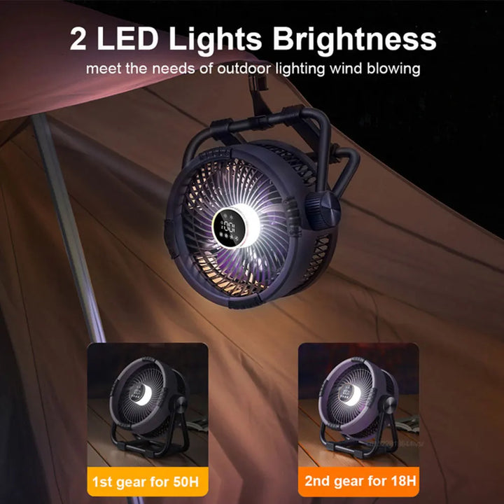 Kalsten | Camping Fan with 20000mAh Battery, LED Light & Remote Control – WindMate