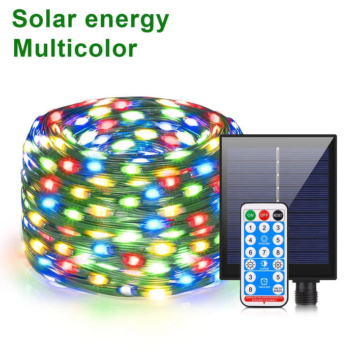 Kalsten | Solar String Lights 100M LumiSol ProLine | 8 Modes | IP65 Waterproof | Extra Bright LEDs | Remote Control & Fast Charging | For Garden, Wedding & Christmas