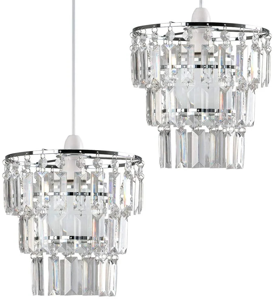 Modern 3-Tier Clear Beaded Chandelier: Elegant Acrylic Droplet Lampshade | Kalsten