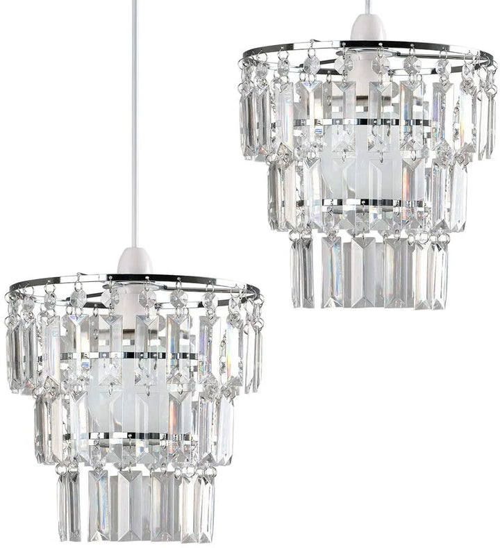 Modern 3-Tier Clear Beaded Chandelier: Elegant Acrylic Droplet Lampshade | Kalsten