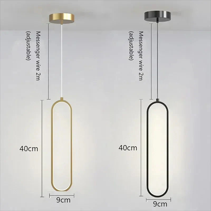 Modern LED Pendant Light – Black and Gold Hanging Lamp for Bedroom, Living Room, and Dining Room – Stylish Indoor Ceiling Light Fixture | Kalsten