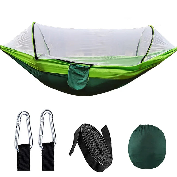 OutdoorRelax Hammock with Mosquito Net and Quick Closure – 200 kg load capacity | Kalsten
