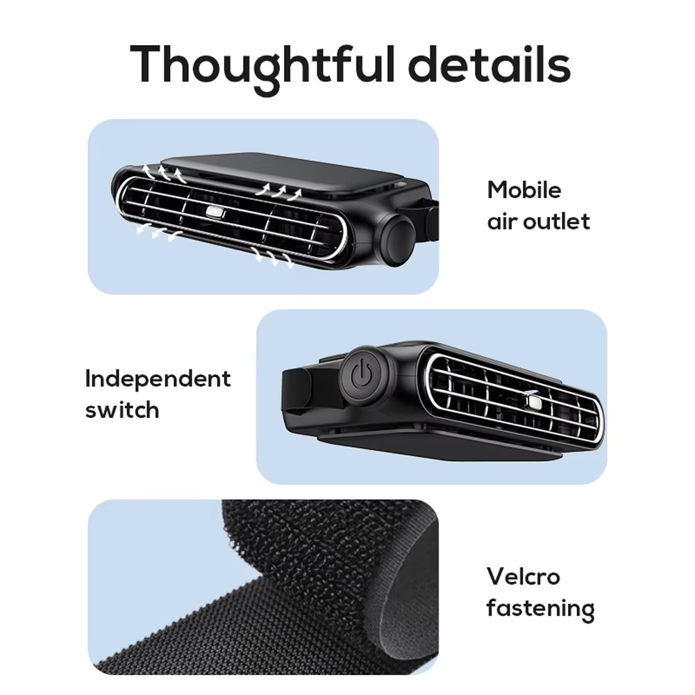 Kalsten | Car Headrest Cooling Fan 3 Speed Adjustable Electric Car Seat Fan 5V/2A Car Rear Backrest Fan Car Interior Accessories