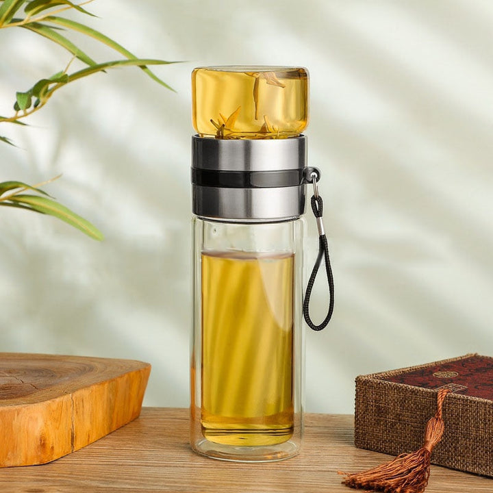 Kalsten | 2in1 Double Wall Thermal Smart Tea Glass Bottle