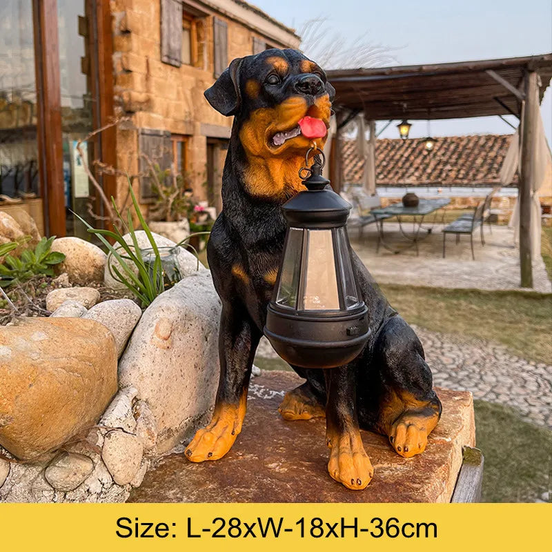 Solar-Powered Outdoor Resin Dog Statue Lamp | Kalsten