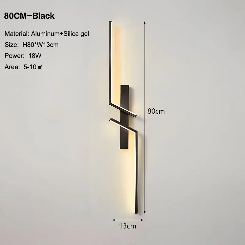 Nordic Black and Gold LED Wall Sconce – Modern Wall Light Fixture for Bedroom, TV Background, Stairs, and Indoor Spaces | Kalsten