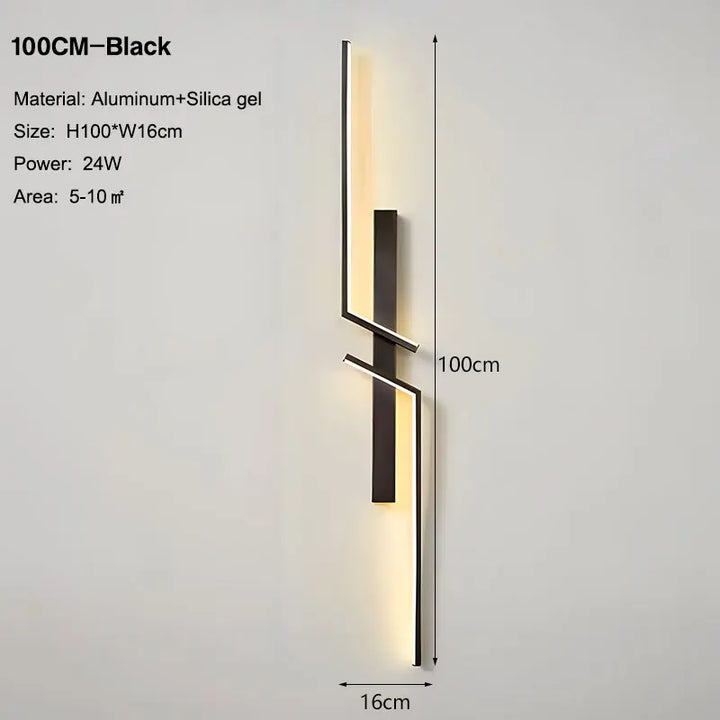 Nordic Black and Gold LED Wall Sconce – Modern Wall Light Fixture for Bedroom, TV Background, Stairs, and Indoor Spaces | Kalsten