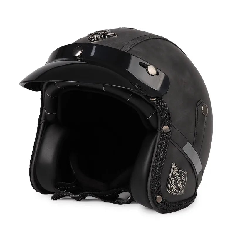 Noxord | Retro Motorcycle Helmet – Kael – (Open Face 3/4)