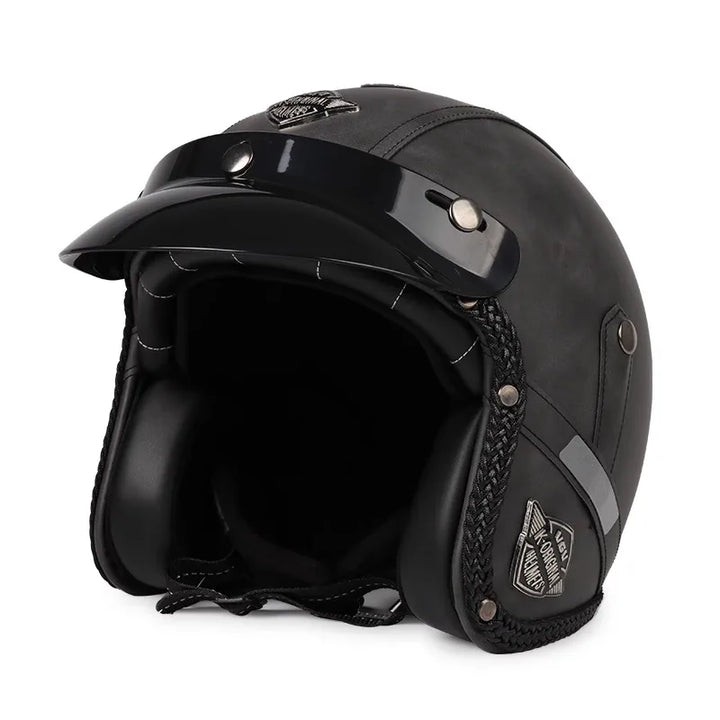 Noxord | Retro Motorcycle Helmet – Kael – (Open Face 3/4)