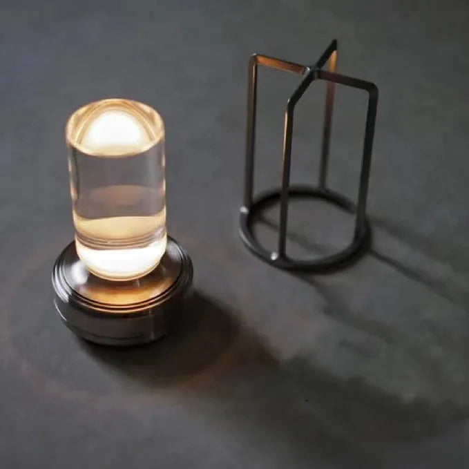 Rechargeable wireless table lamp with crystal glass - Portable LED light for indoor and outdoor areas | Kalsten