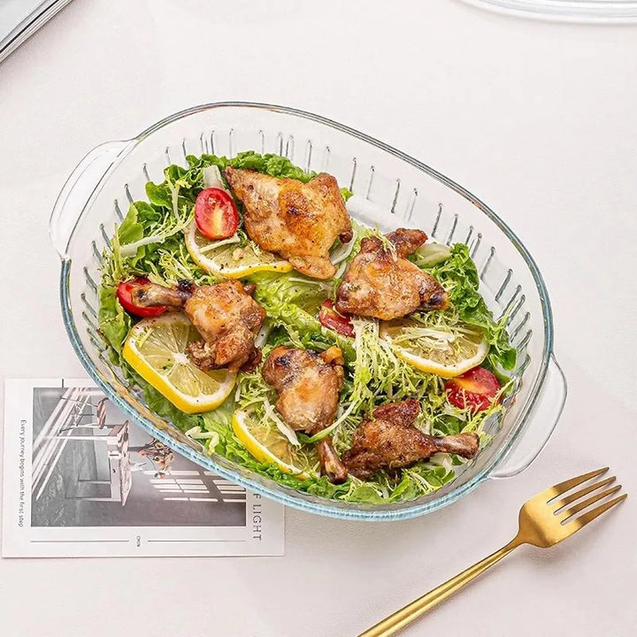Kalsten | 4-piece Glass Bakeware Set with 2 Bakeware Dishes with Glass Lids, 1.9 Qt and 3 Qt