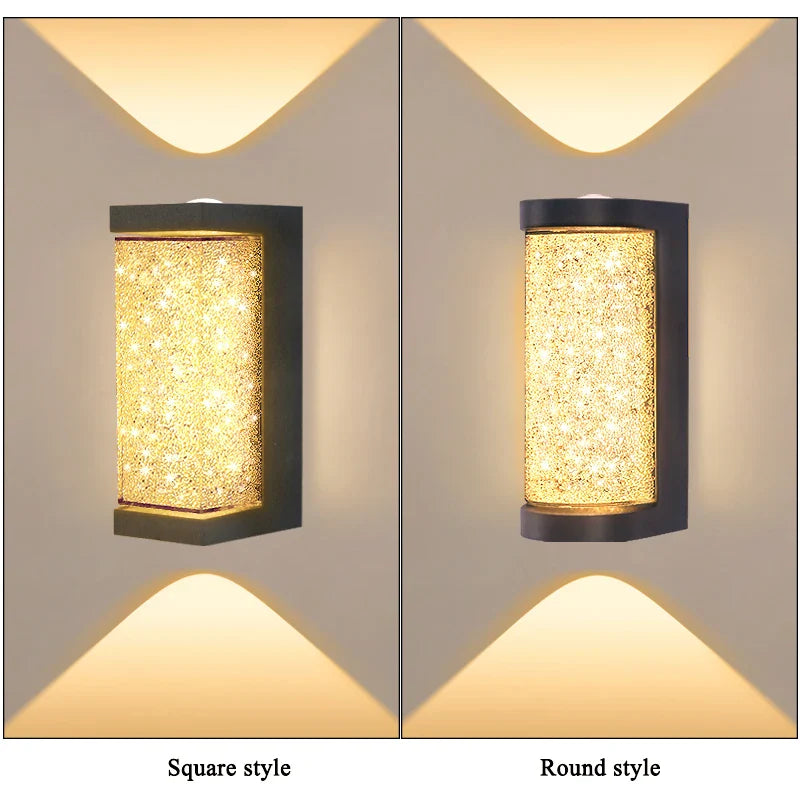 Modern Waterproof LED Outdoor Wall Lamp – Crystal Wall Sconce for Garden, Patio, and Doorway Lighting | Kalsten