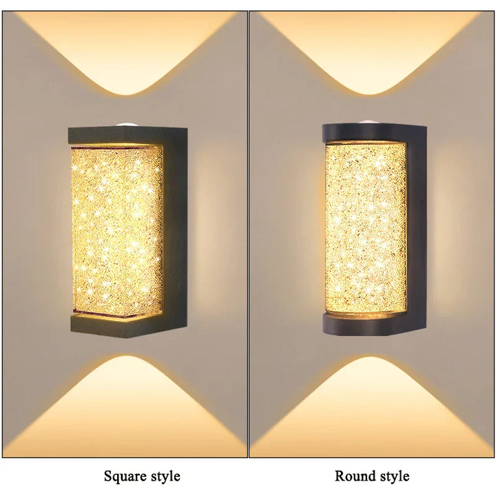 Modern Waterproof LED Outdoor Wall Lamp – Crystal Wall Sconce for Garden, Patio, and Doorway Lighting | Kalsten