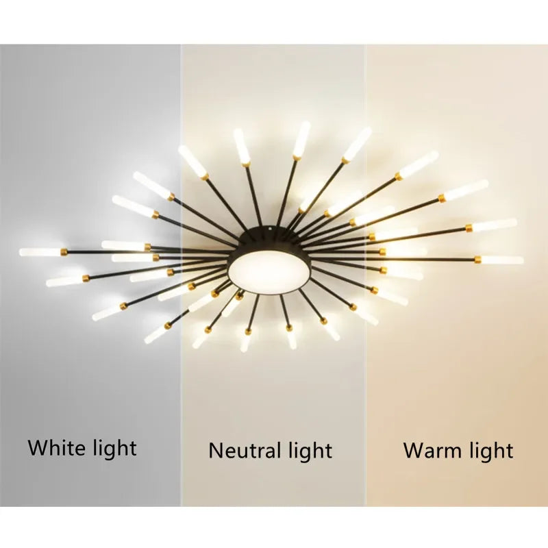 LED Nordic Fireworks Ceiling Chandelier - Modern Indoor Lighting Fixture | Kalsten