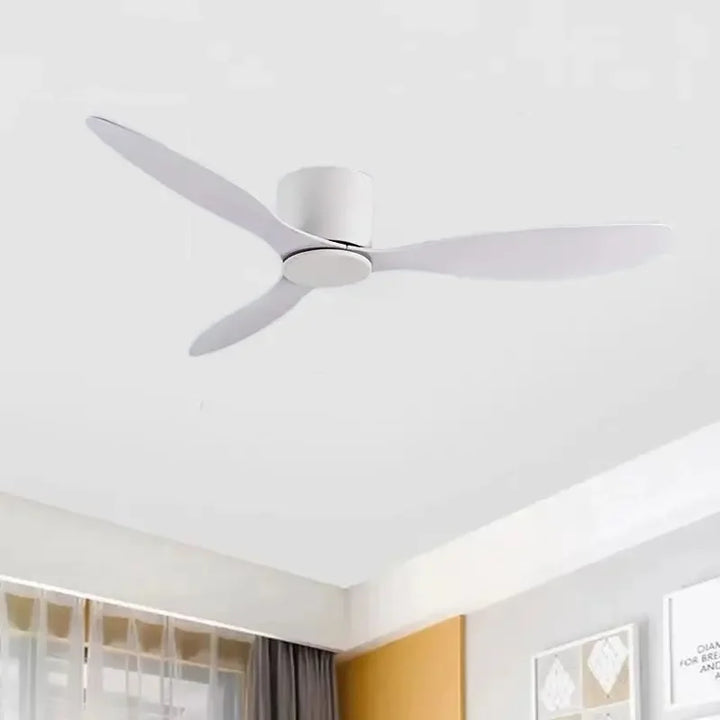 42-52 Inch Ceiling Fans with DC Motor — Remote Control Low Floor Cooling Fans, No Light, White Wood & Black Options | Kalsten