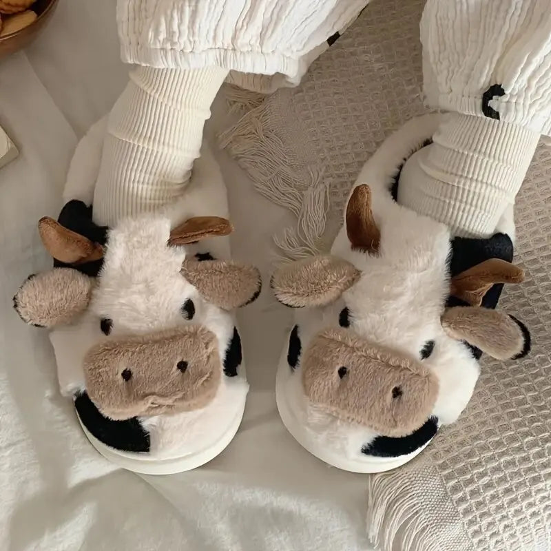 Funny Cow Slippers for Men and Women – Fluffy Winter Slippers, Cozy and Warm, Non-Slip and Soft for Home | Kalsten