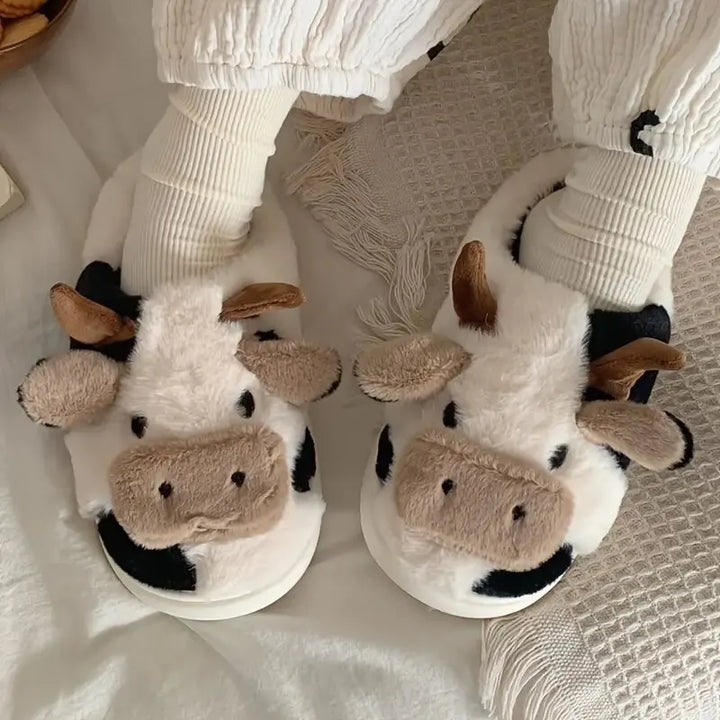 Funny Cow Slippers for Men and Women – Fluffy Winter Slippers, Cozy and Warm, Non-Slip and Soft for Home | Kalsten