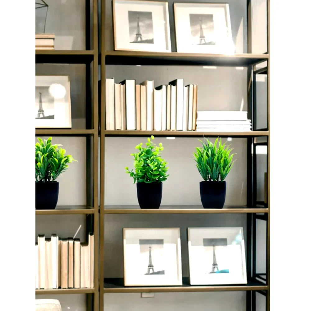 Kalsten | Leafora Artificial Eucalyptus Plant in Black Pot | Mini Decorative Plant | For Table, Bathroom & Office