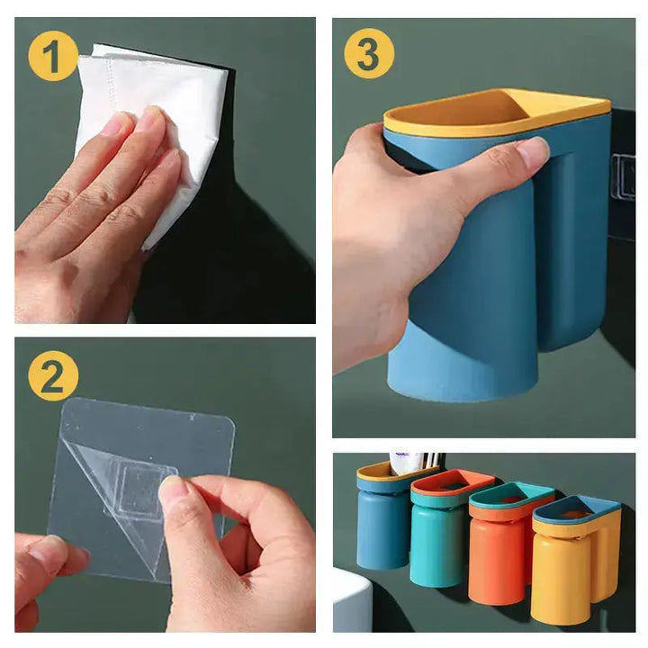Kalsten | Wall-mounted adhesive toothbrush holder – stress-free & tidy storage