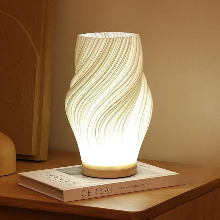 LunaSwirl | Luxury Modern Swirl LED Table Lamp – Elegant Ambient Lighting | Noxord