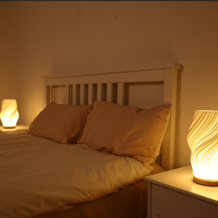 LunaSwirl | Luxury Modern Swirl LED Table Lamp – Elegant Ambient Lighting | Noxord