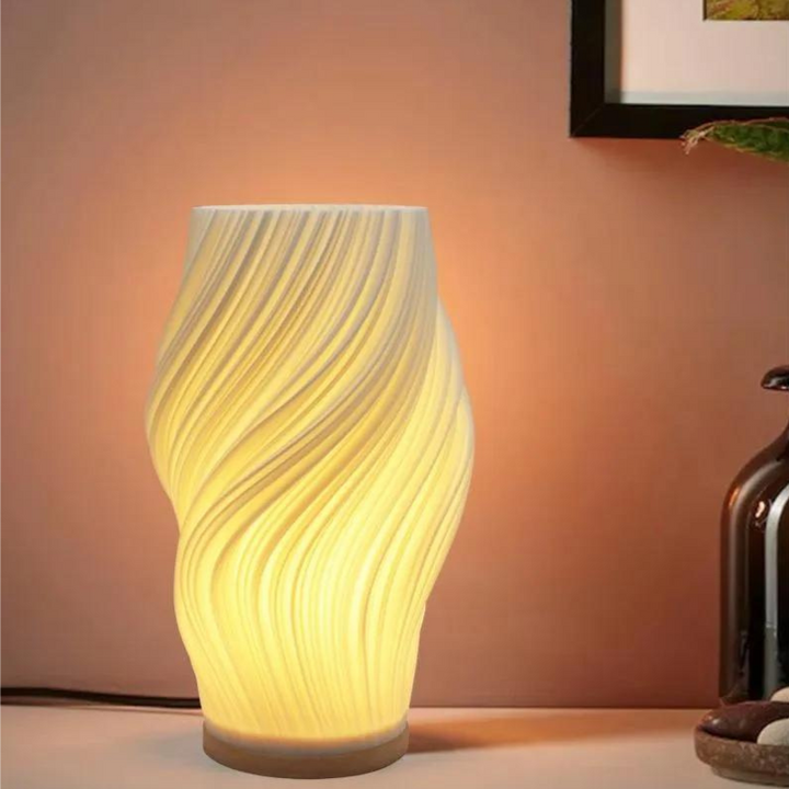LunaSwirl | Luxury Modern Swirl LED Table Lamp – Elegant Ambient Lighting | Noxord