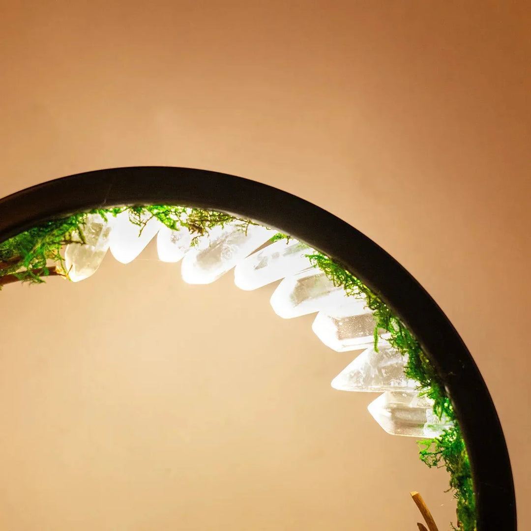 elegant round frame green crystals chic decoration | Kalsten