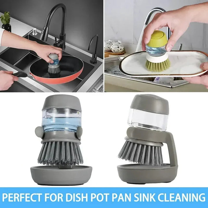 Dish brush with soap dispenser & holder | Eco-friendly plastic | Kalsten