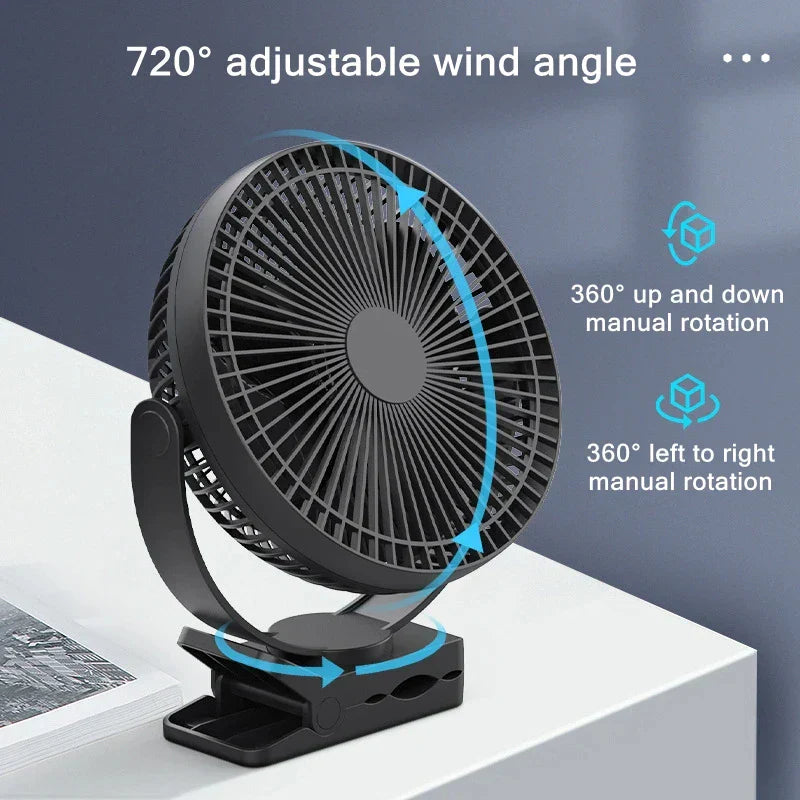 Portable USB Rechargeable Fan with 10000mAh Battery & Clip – Zephyr | Kalsten