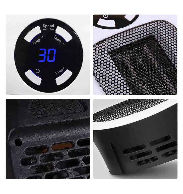 Electric heater with thermostat - Energy-efficient room heating, fast heating function, ideal for indoor use, overheat protection, compact and portable | Noxord
